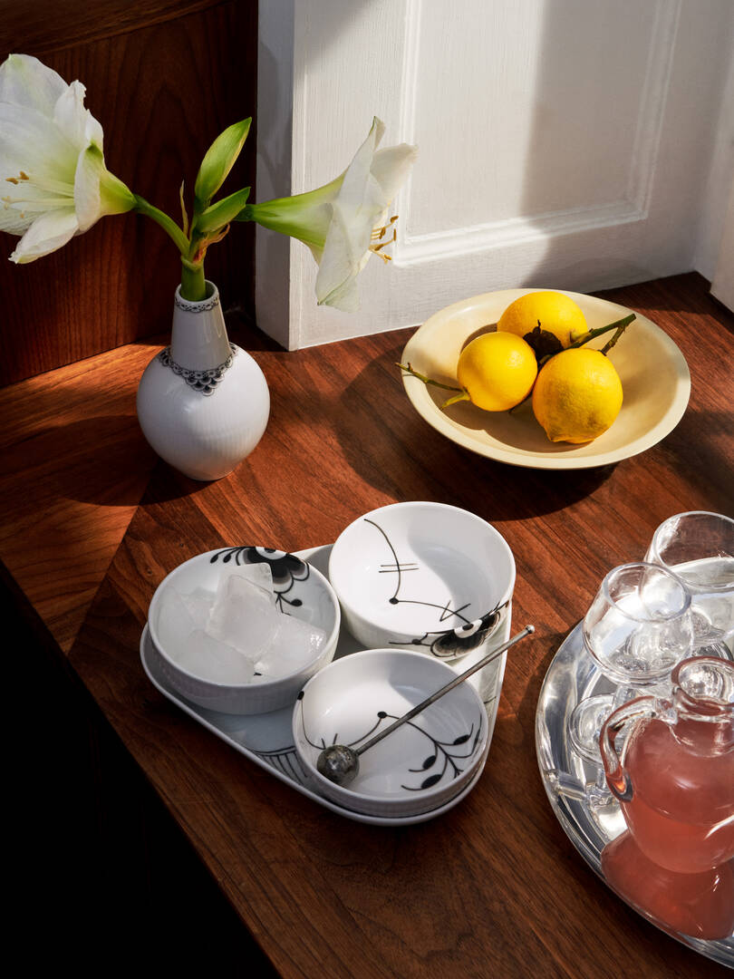 Sort Mega Riflet Serveringssæt 4 dele